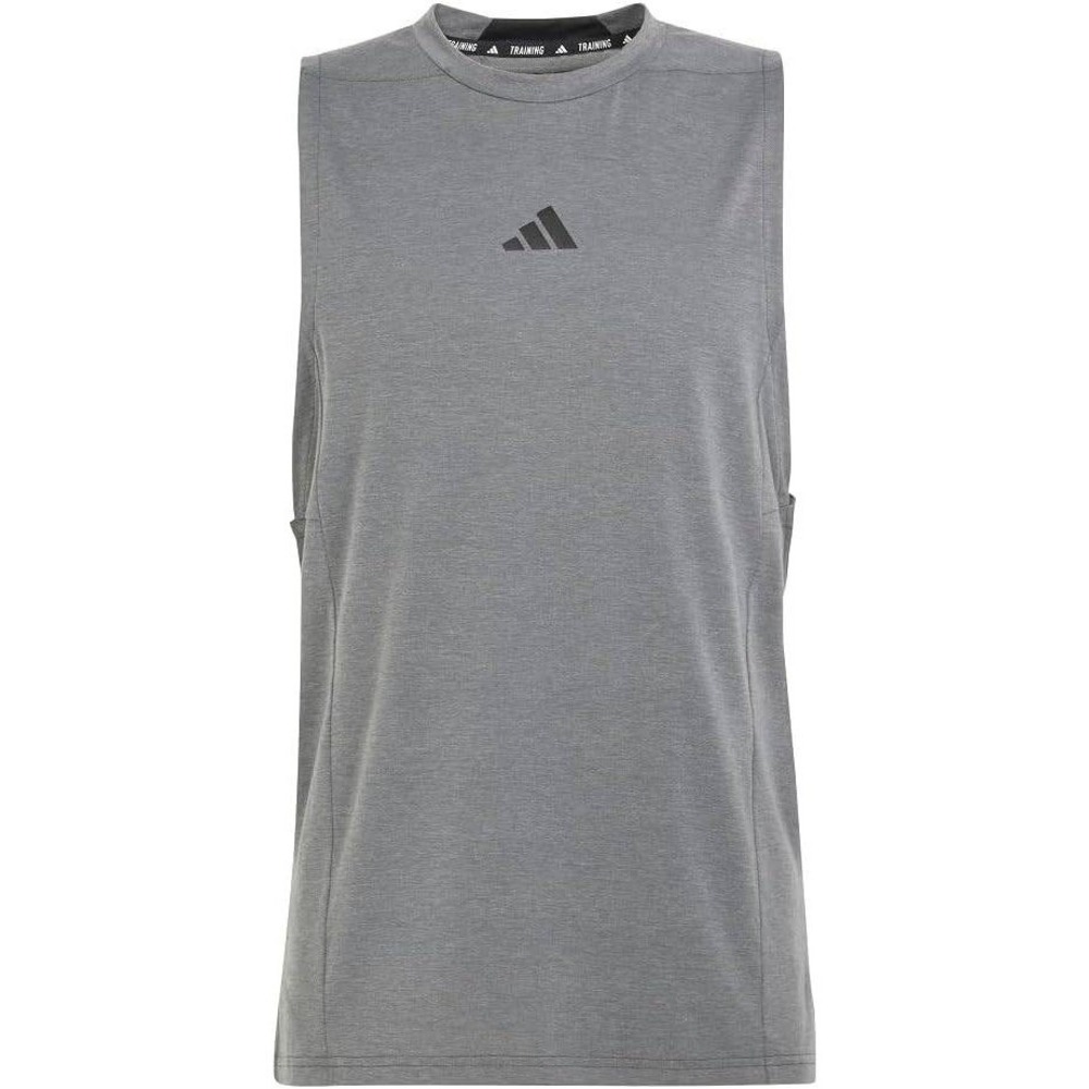 Adidas Mens Training Sleeveless Tee Charcoal Grey Heather Athletic Tank Top